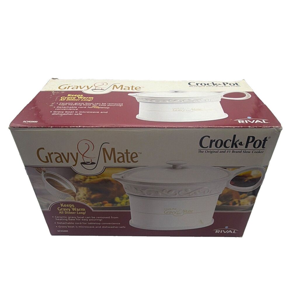 Crock-Pot Gravy Mate 18 oz Ceramic Gravy Warmer, Removable Bowl, White SCVG000